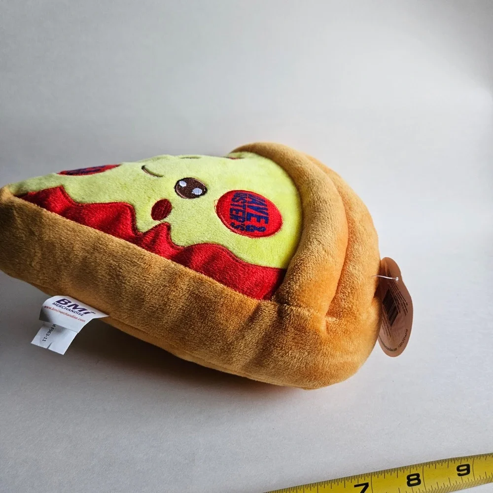 Dave & Busters Pizza Slice Plush Stuffed Toy Yellow Red Pepperoni Logo NWT 9in